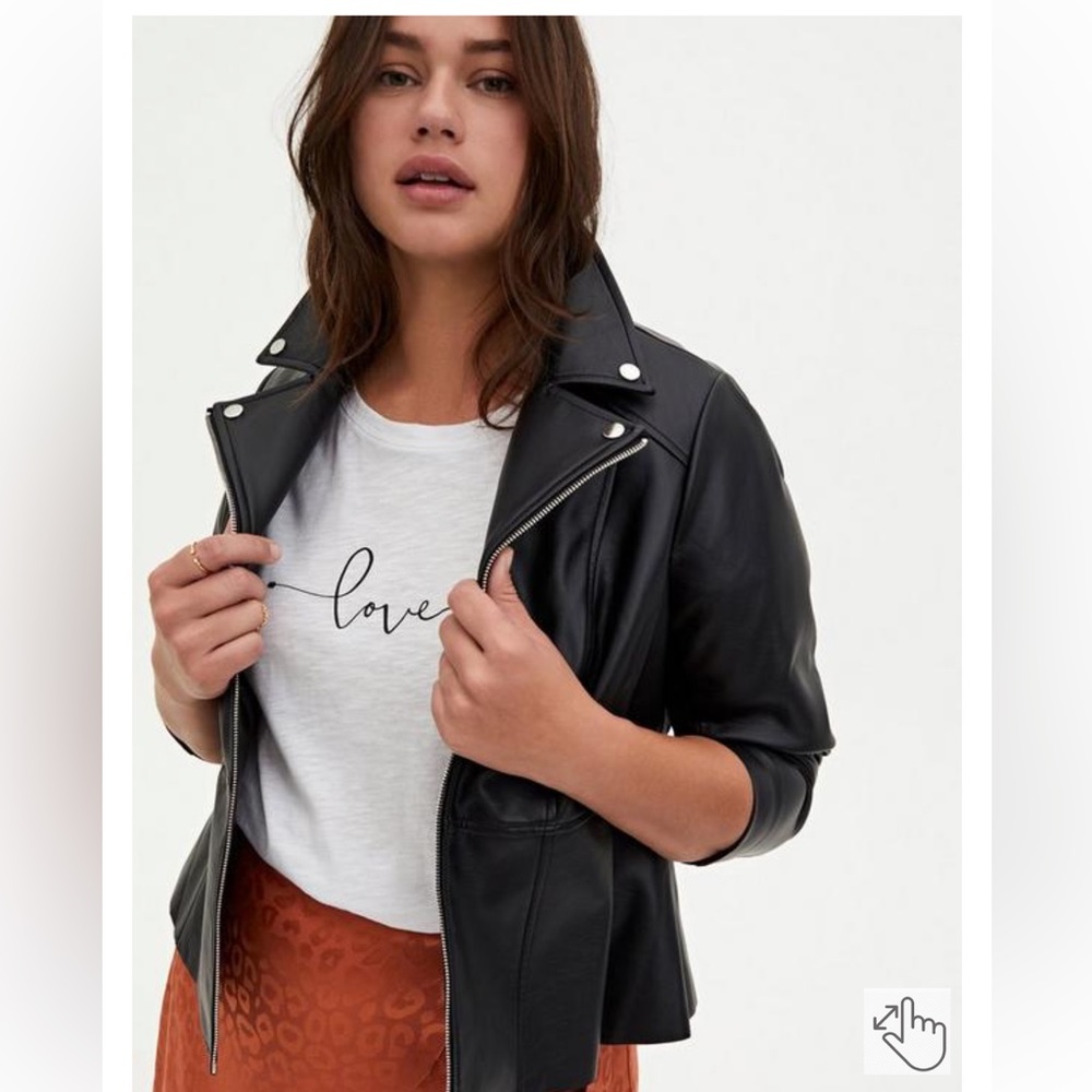 Black Faux Leather Peplum Moto Jacket